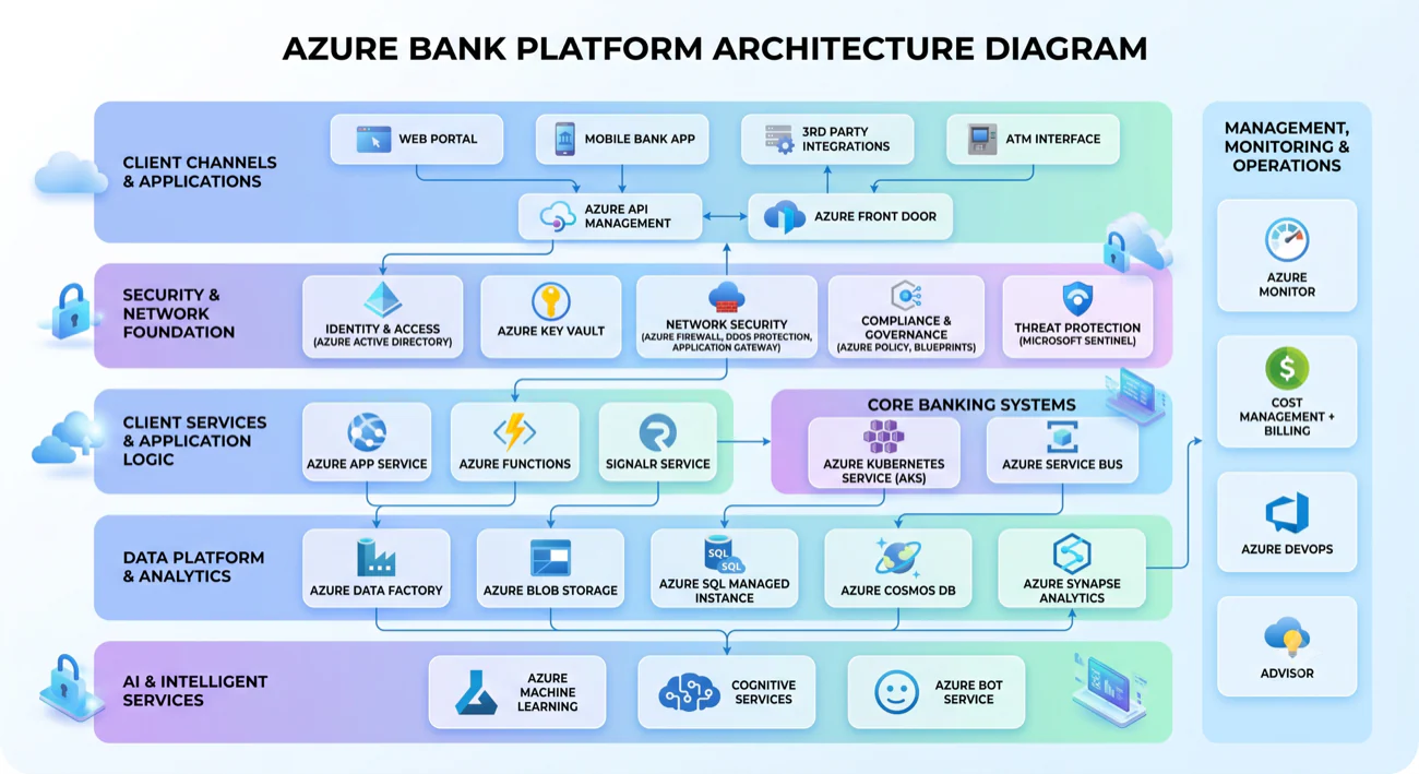Enterprise Architecture systemoverblik for Azure Bank platform